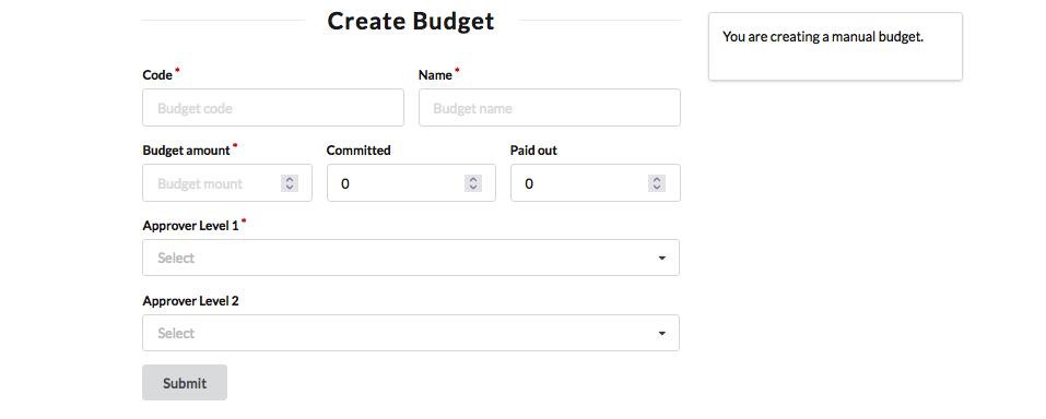 Enter new budget's details