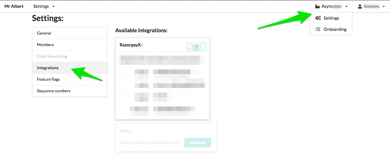 Go to Integration settings within your Organization's settings